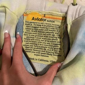 aviator nation tie dye zip up hoodie green yellow blue size s